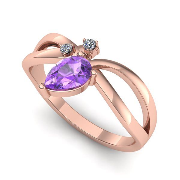 Inel din aur roz cu ametist