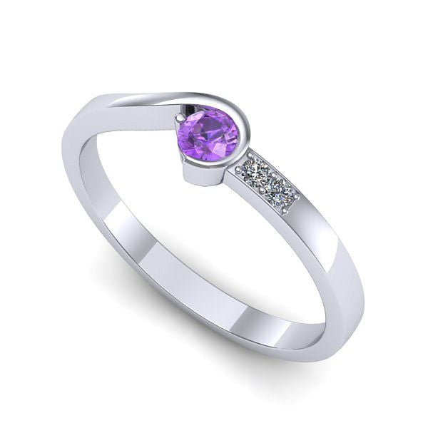 Inel de logodna din aur alb cu ametist