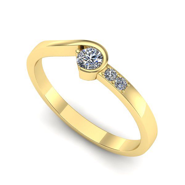 Inel logodna din aur galben cu diamant