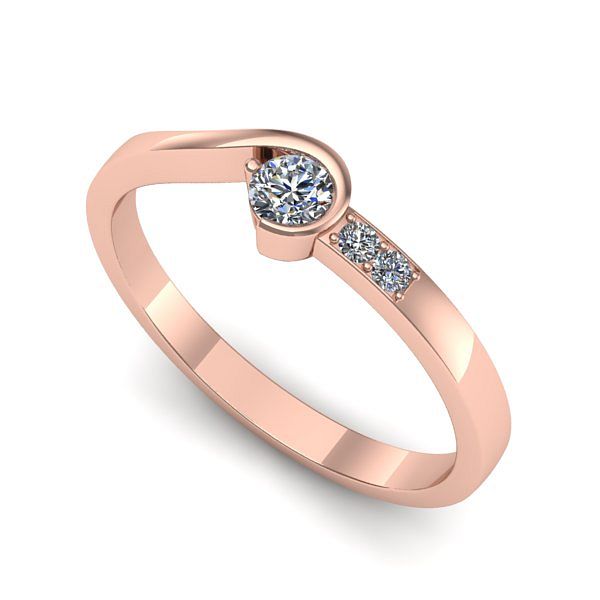 Inel de logodna din aur roz cu diamant