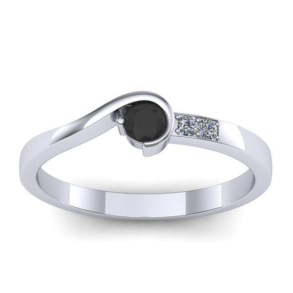 Inel logodna cu diamant negru rotund