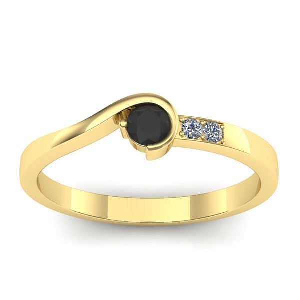Inel de logodna cu diamant negru rotund