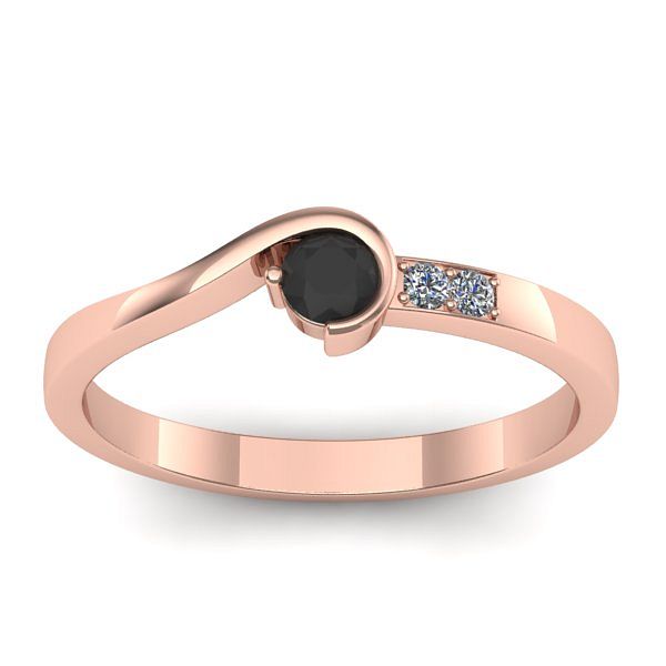 Inel cu diamant negru rotund
