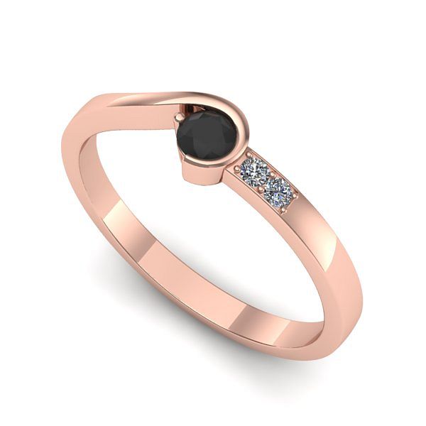 Inel din aur roz cu diamant negru