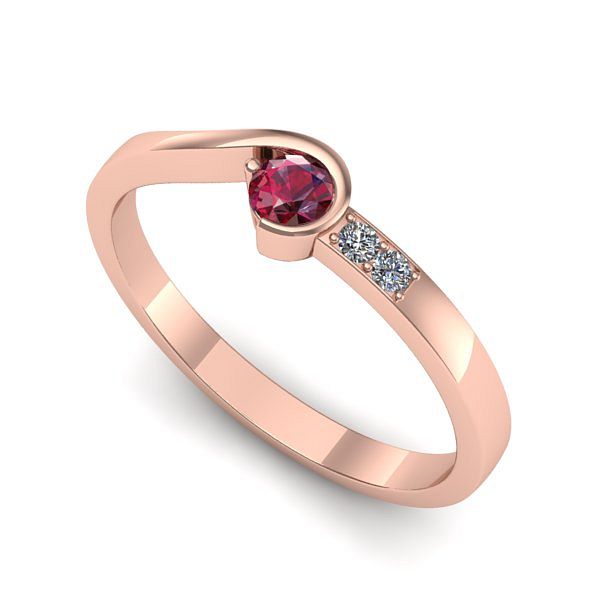 Inel din aur roz cu rubin