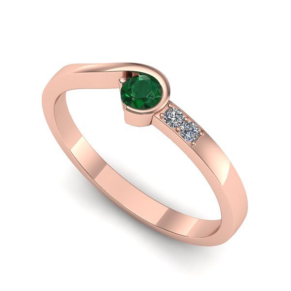 Inel din aur roz cu smarald