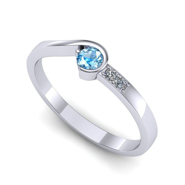 Inel din aur alb cu topaz blue