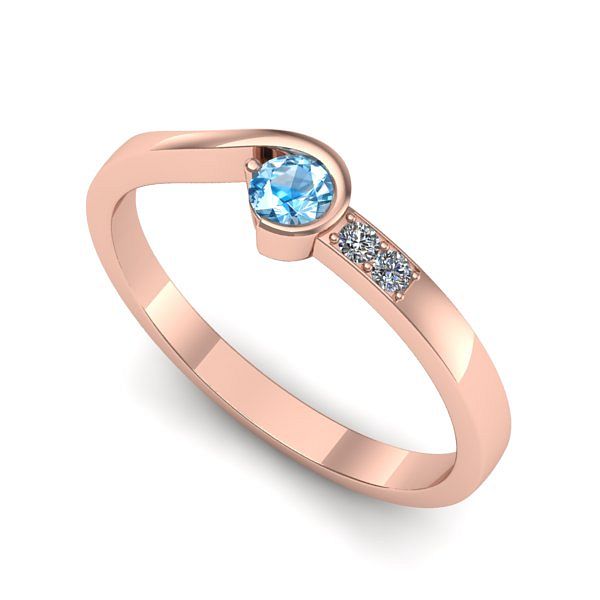 Inel din aur roz cu topaz blue