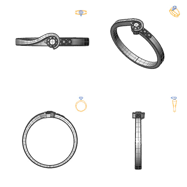 Inel logodna 3stone cu diamant negru