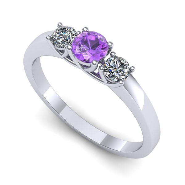 Inel de logodna din aur alb cu ametist