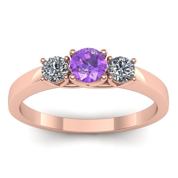 Inel de logodna cu ametist rotund