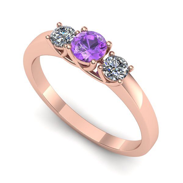 Inel din aur roz cu ametist