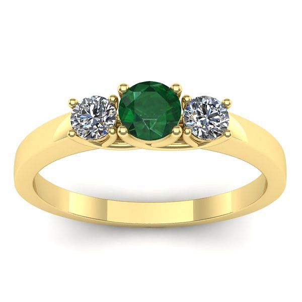 Inel logodna cu smarald rotund