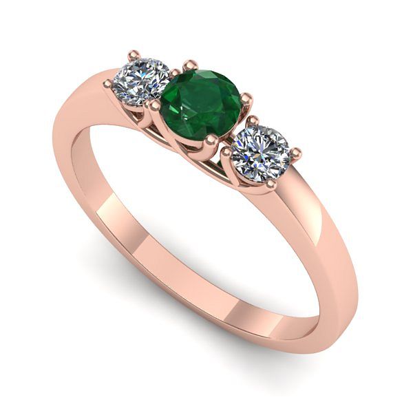 Inel din aur roz cu smarald