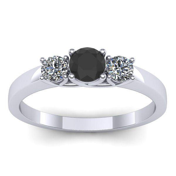 Inel de logodna cu diamant negru rotund