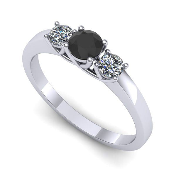 Inel logodna din aur alb cu diamant negru