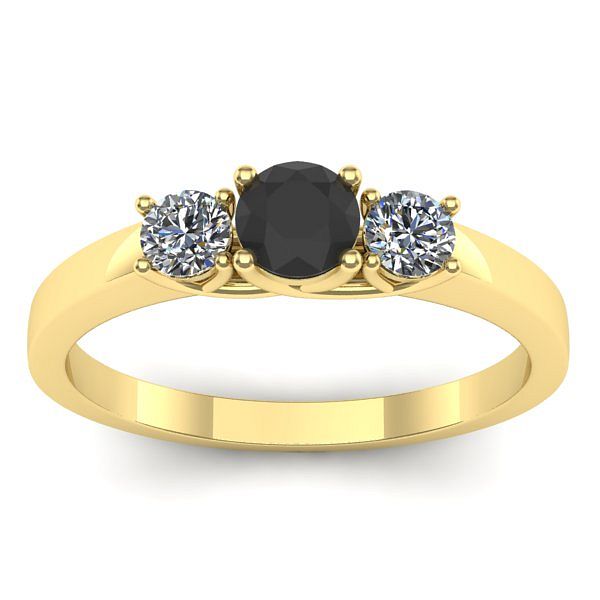 Inel cu diamant negru rotund