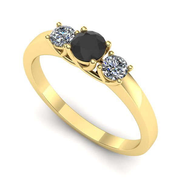 Inel din aur galben cu diamant negru