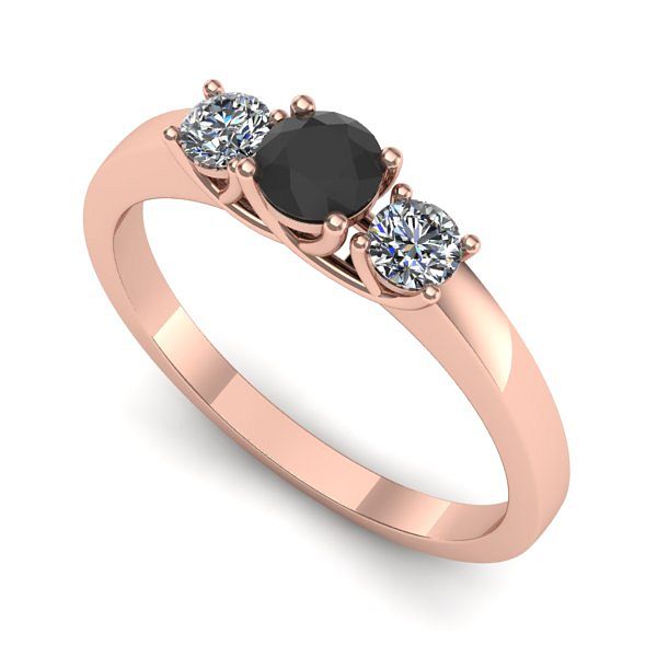 Inel din aur roz cu diamant negru