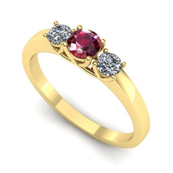Inel logodna din aur galben cu rubin
