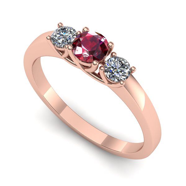 Inel logodna din aur roz cu rubin