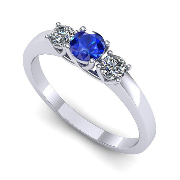 Inel de logodna din aur alb cu safir