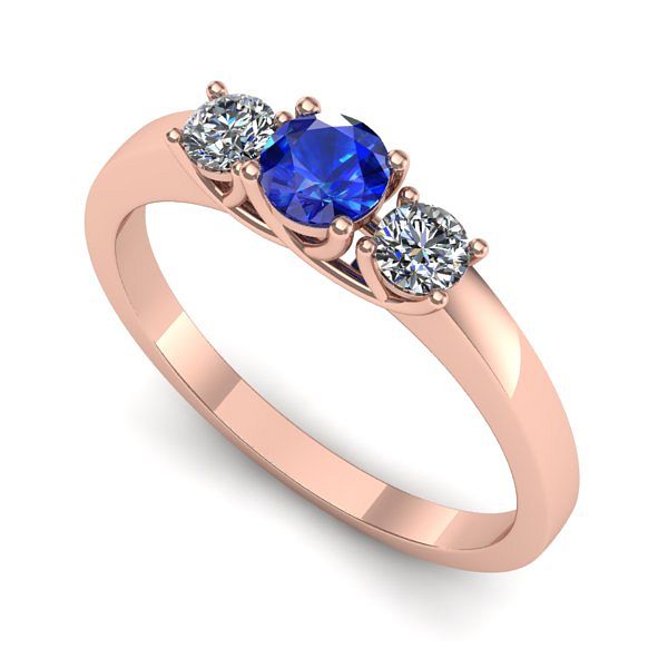 Inel din aur roz cu safir