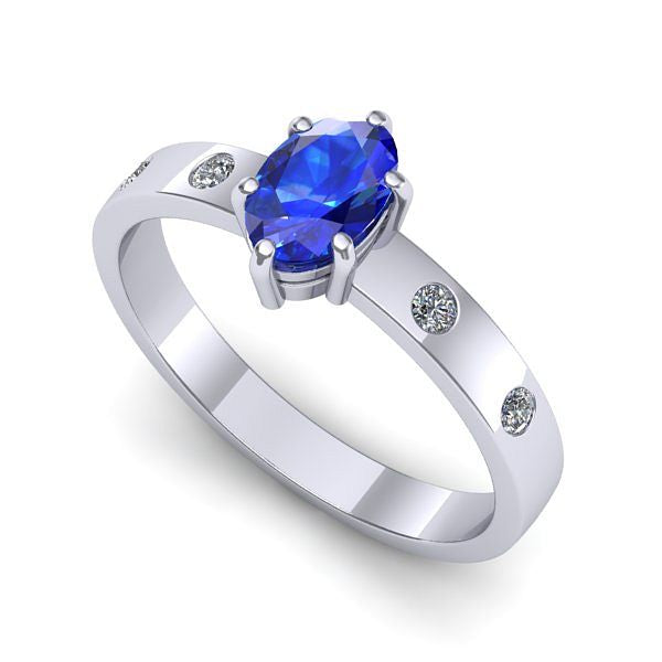 Inel din aur alb cu safir