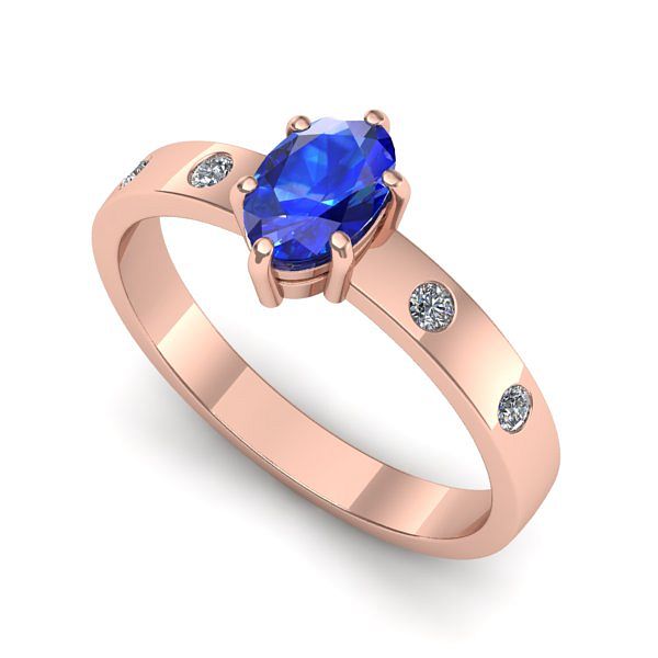 Inel logodna din aur roz cu safir