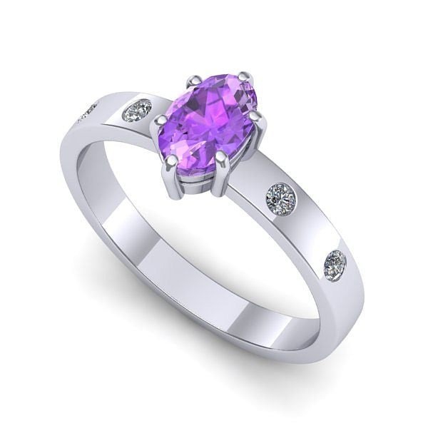 Inel din aur alb cu ametist