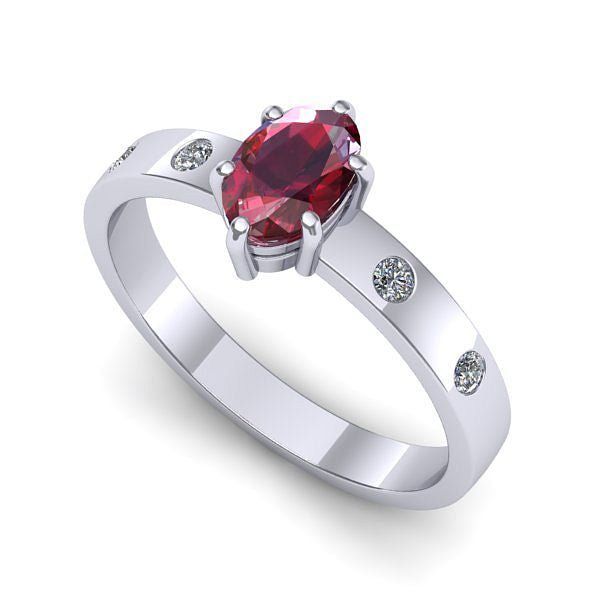 Inel logodna din aur alb cu rubin