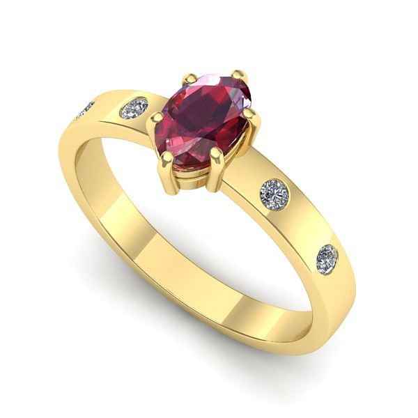 Inel logodna din aur galben cu rubin