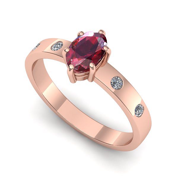 Inel de logodna din aur roz cu rubin