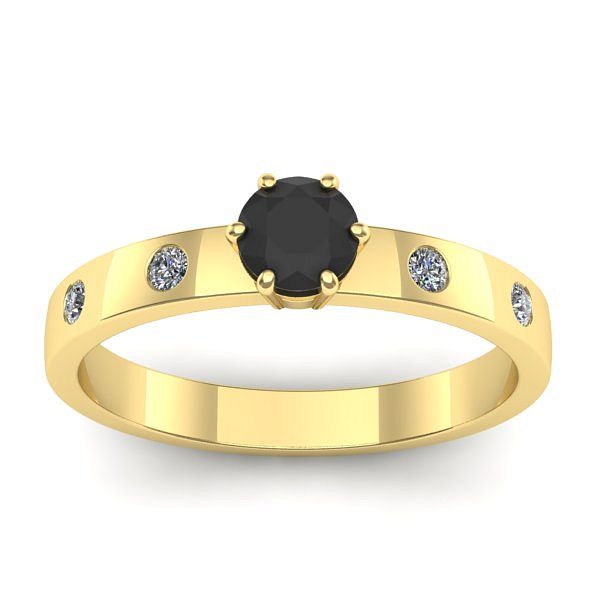 Inel logodna cu diamant negru rotund
