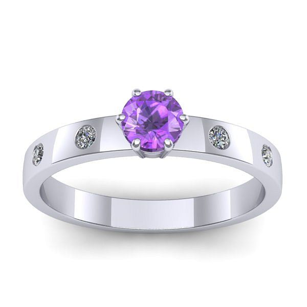 Inel de logodna cu ametist rotund