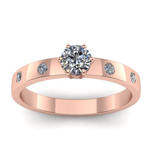 Inel cu diamant rotund