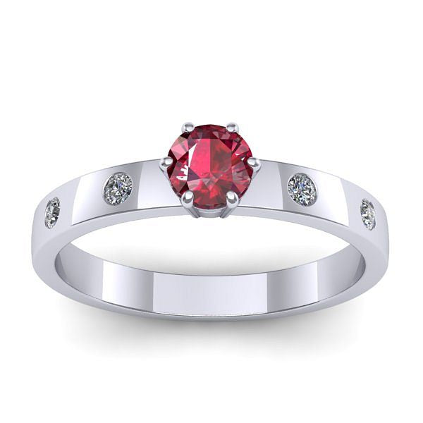 Inel logodna cu rubin rotund