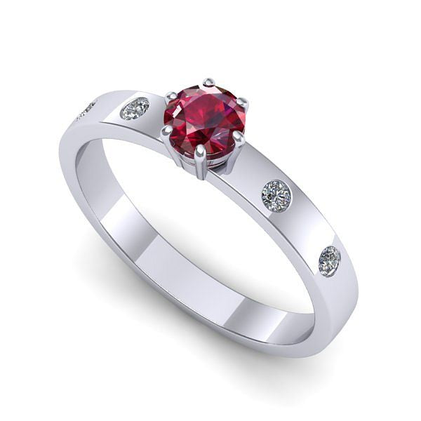 Inel de logodna din aur alb cu rubin
