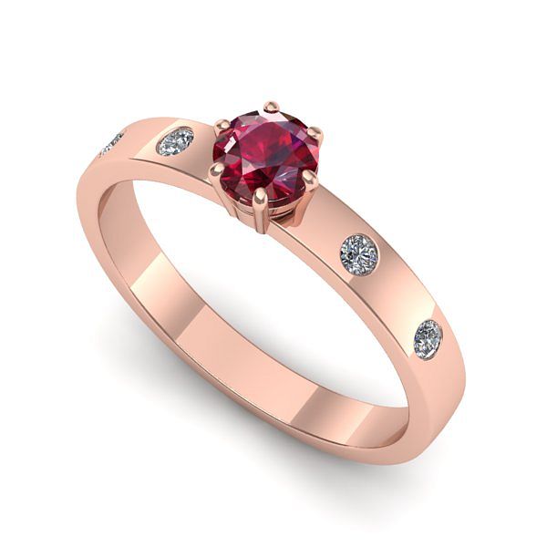Inel logodna din aur roz cu rubin