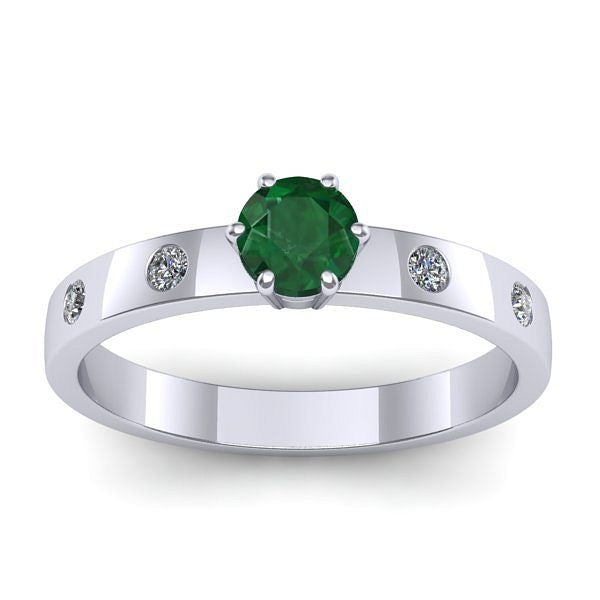 Inel de logodna cu smarald rotund