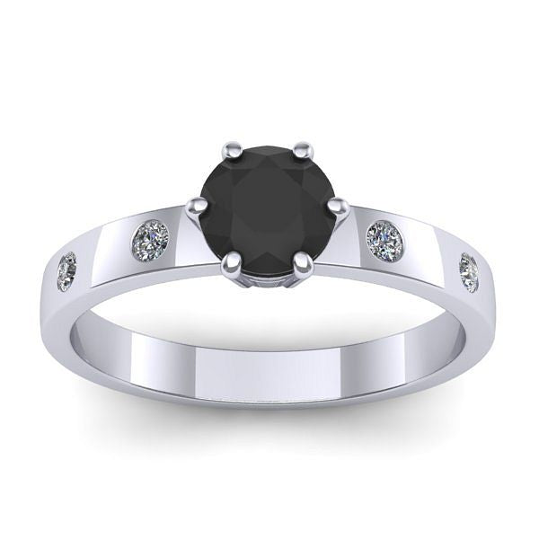 Inel cu diamant negru rotund