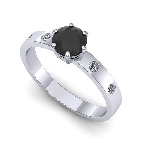 Inel din aur alb cu diamant negru