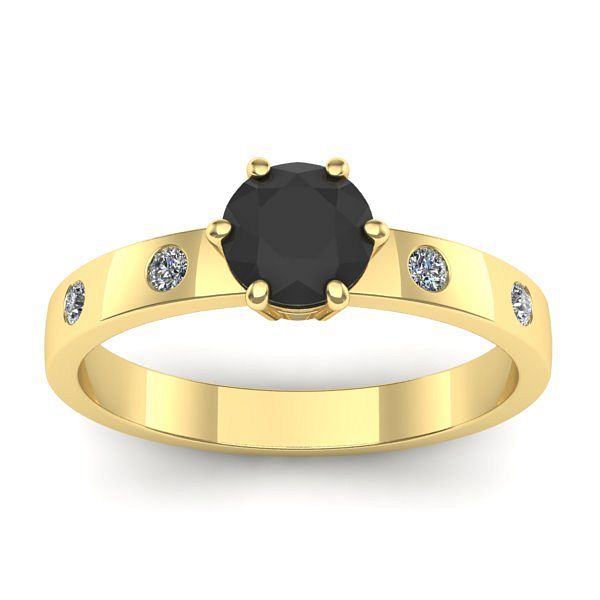 Inel cu diamant negru rotund