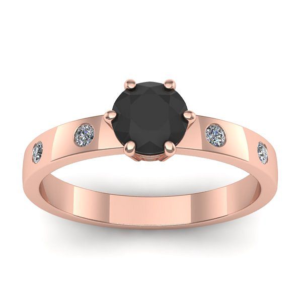 Inel de logodna cu diamant negru rotund