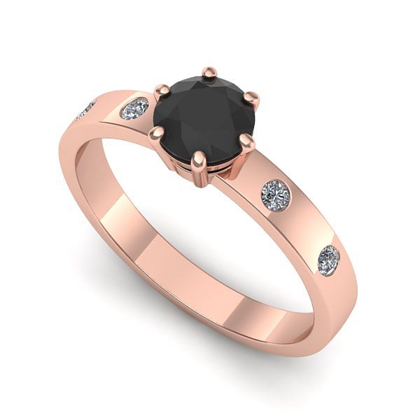 Inel din aur roz cu diamant negru