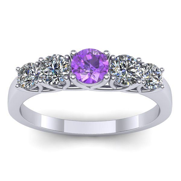 Inel de logodna cu ametist rotund