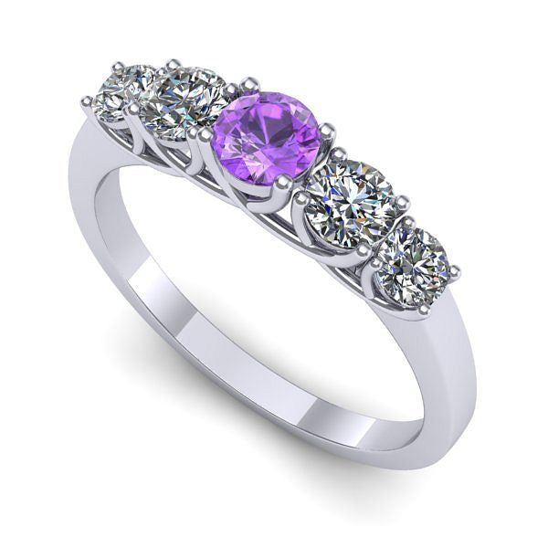Inel logodna din aur alb cu ametist