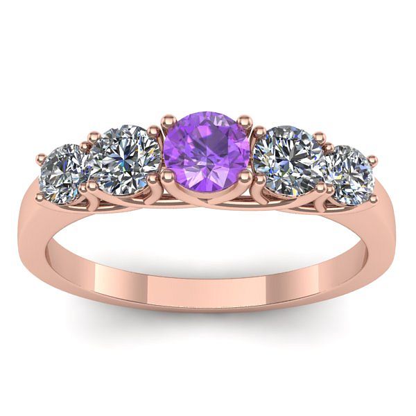 Inel logodna cu ametist rotund