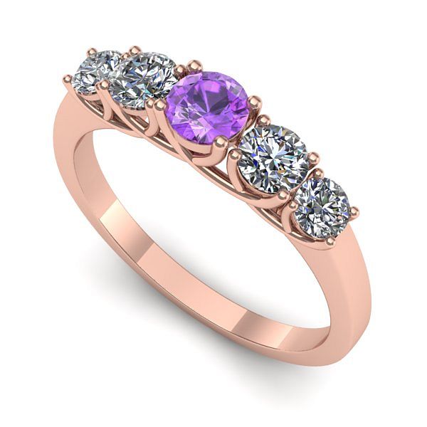 Inel de logodna din aur roz cu ametist