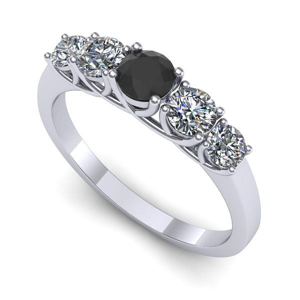 Inel de logodna din aur alb cu diamant negru